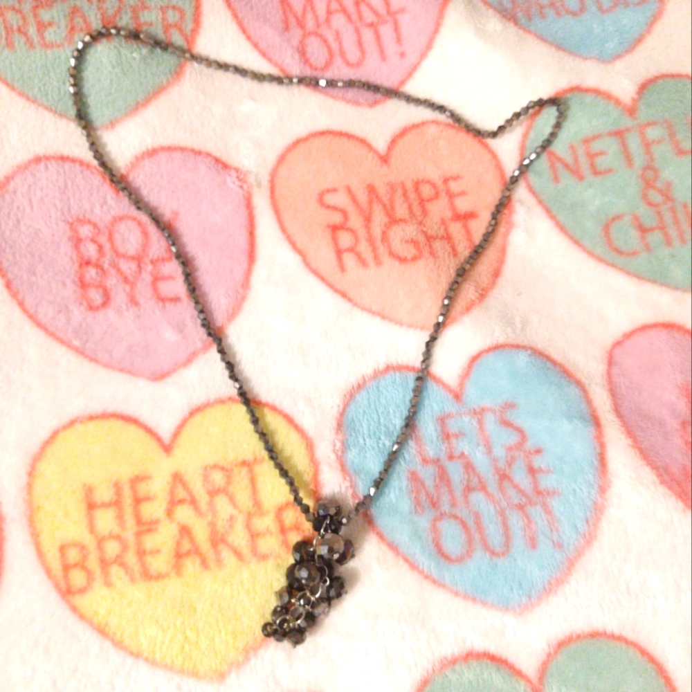 Beaded black pendant necklace